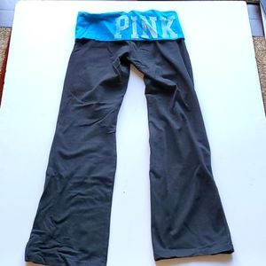 Pink Flared Fold Over Yoga Pants